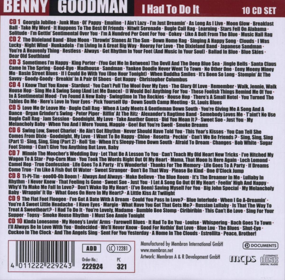 BENNY GOODMAN: I HAD TO DO IT (10 CDs)