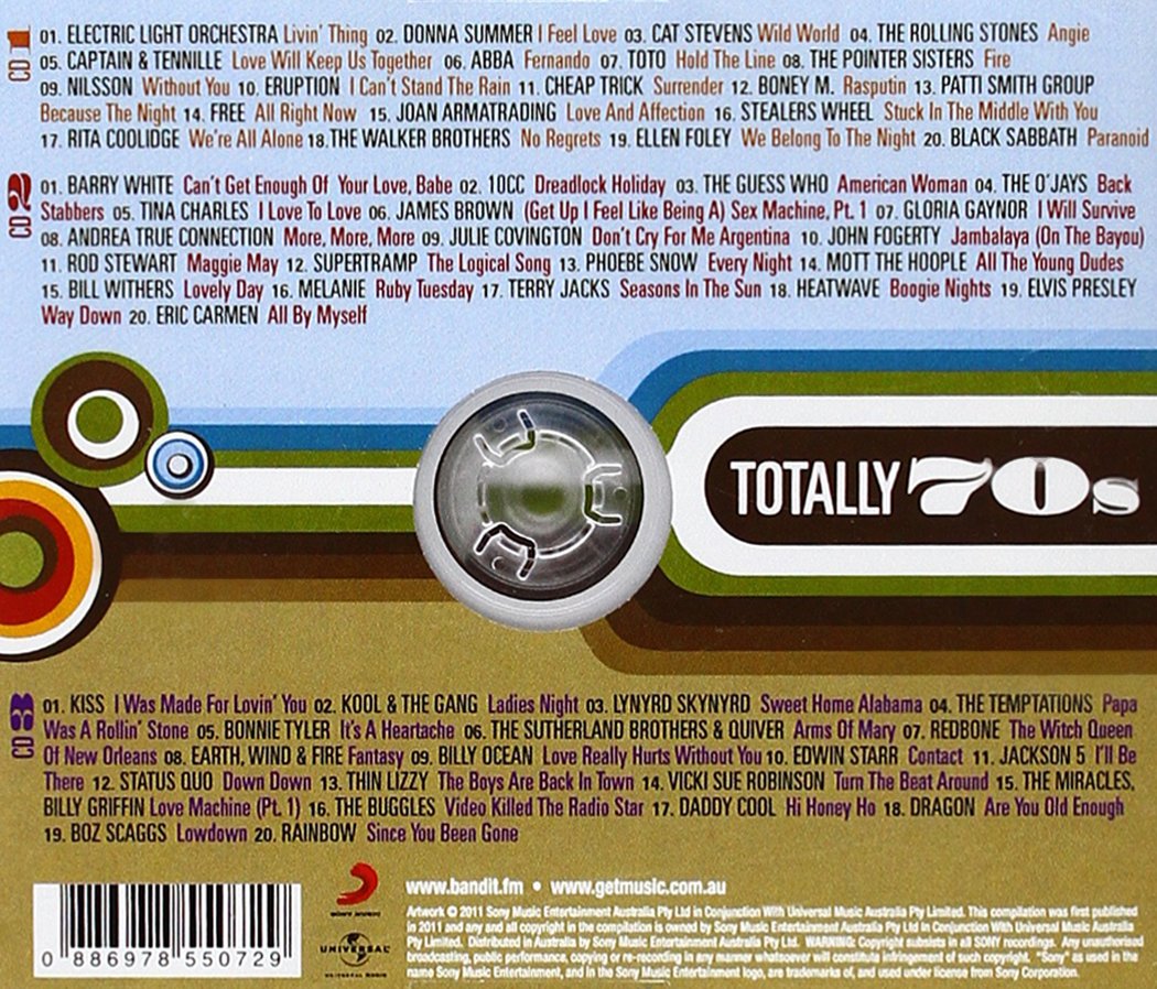 TOTALLY 70S - A DECADE OF HITS: Cat Stevens, Abba, 10CC, ELO, Donna Summer, Supertramp,Rolling Stones...(3 CDs)