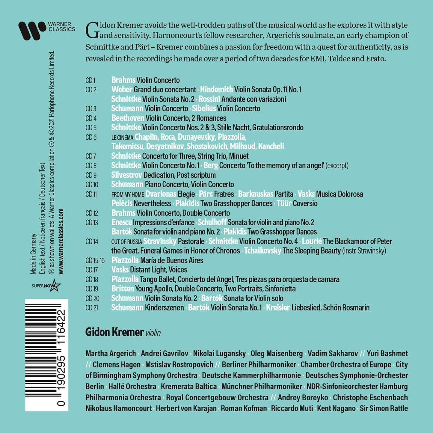 GIDON KREMER: THE WARNER COLLECTION (21 CDS)