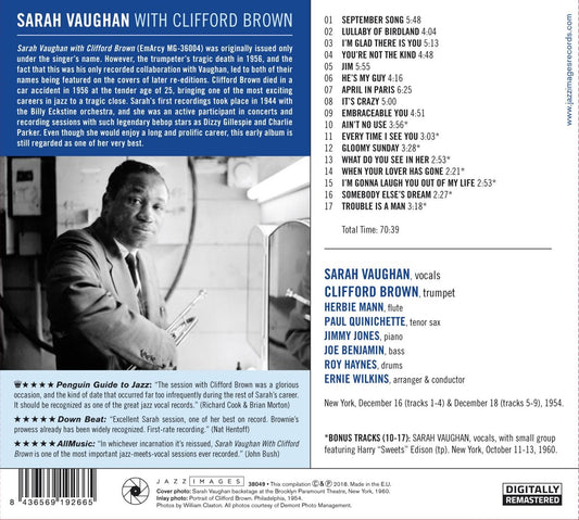 SARAH VAUGHAN WITH CLIFFORD BROWN (WITH 7 BONUS TRACKS)
