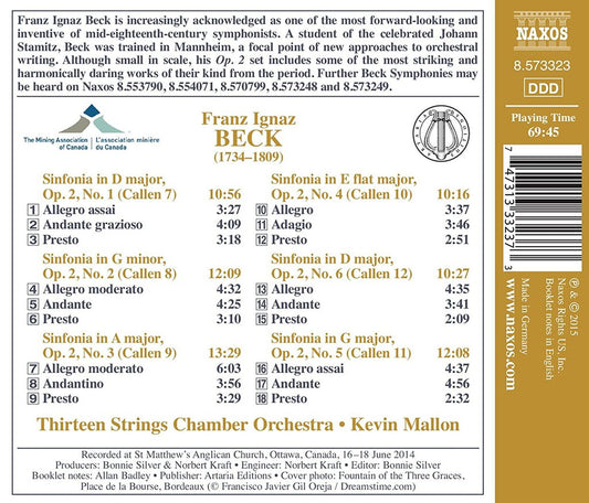 BECK: SYMPHONIES OP. 2 - THIRTEEN STRINGS CHAMBER ORCHESTRA; MALLON