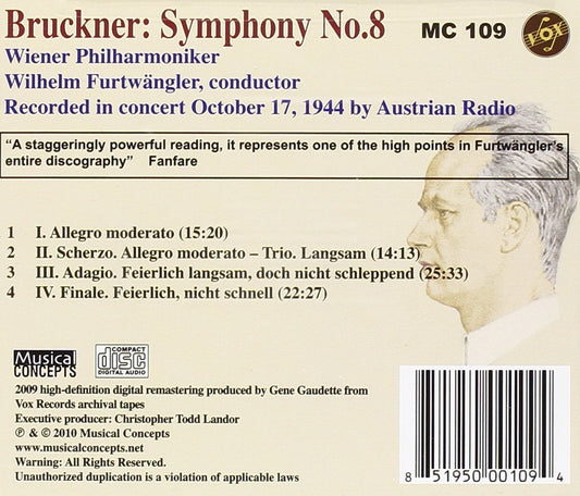 BRUCKNER: SYMPHONY 8 - FURTWANGLER, VIENNA PHILHARMONIC