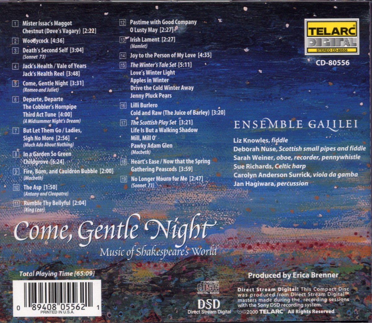 COME, GENTLE NIGHT: Music Of Shakespeare's World - ENSEMBLE GALILEI