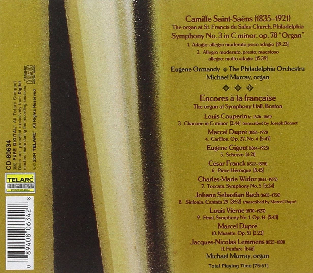 SAINT-SAENS: SYMPHONY NO. 3; Encores A La Francaise - Michael Murray, Eugene Ormandy, Philadelphia Orchestra