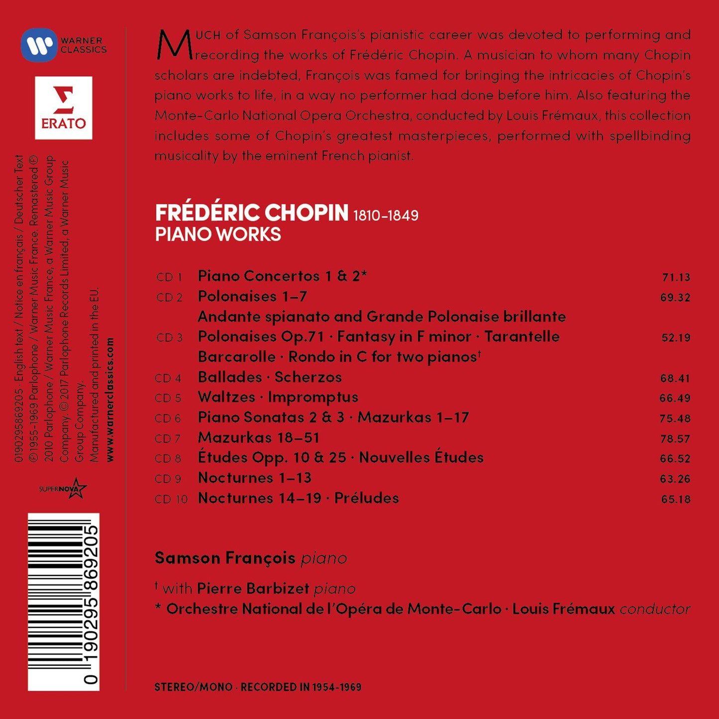 Chopin: The Piano Works - Samson Francois (10 CDs)
