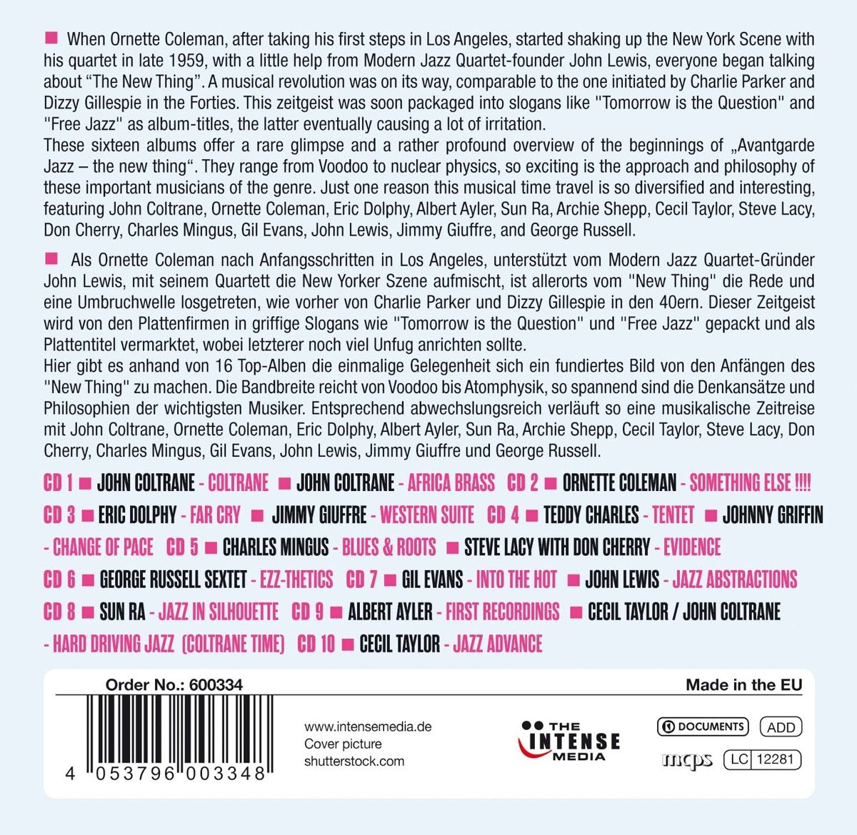 Avantgarde: The New Thing - Coltrane, Sun Ra, Albert Ayler, Cecil Taylor (10 CDs)