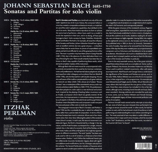 BACH: SONATAS & PARTITAS FOR SOLO VIOLIN - ITZHAK PERLMAN (3 LPS)