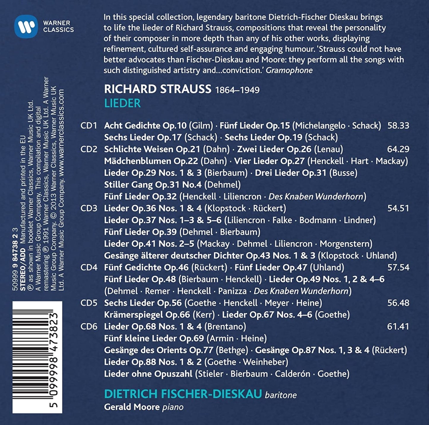 STRAUSS, R: LIEDER: FISCHER-DIESKAU, MOORE (6 CDS)