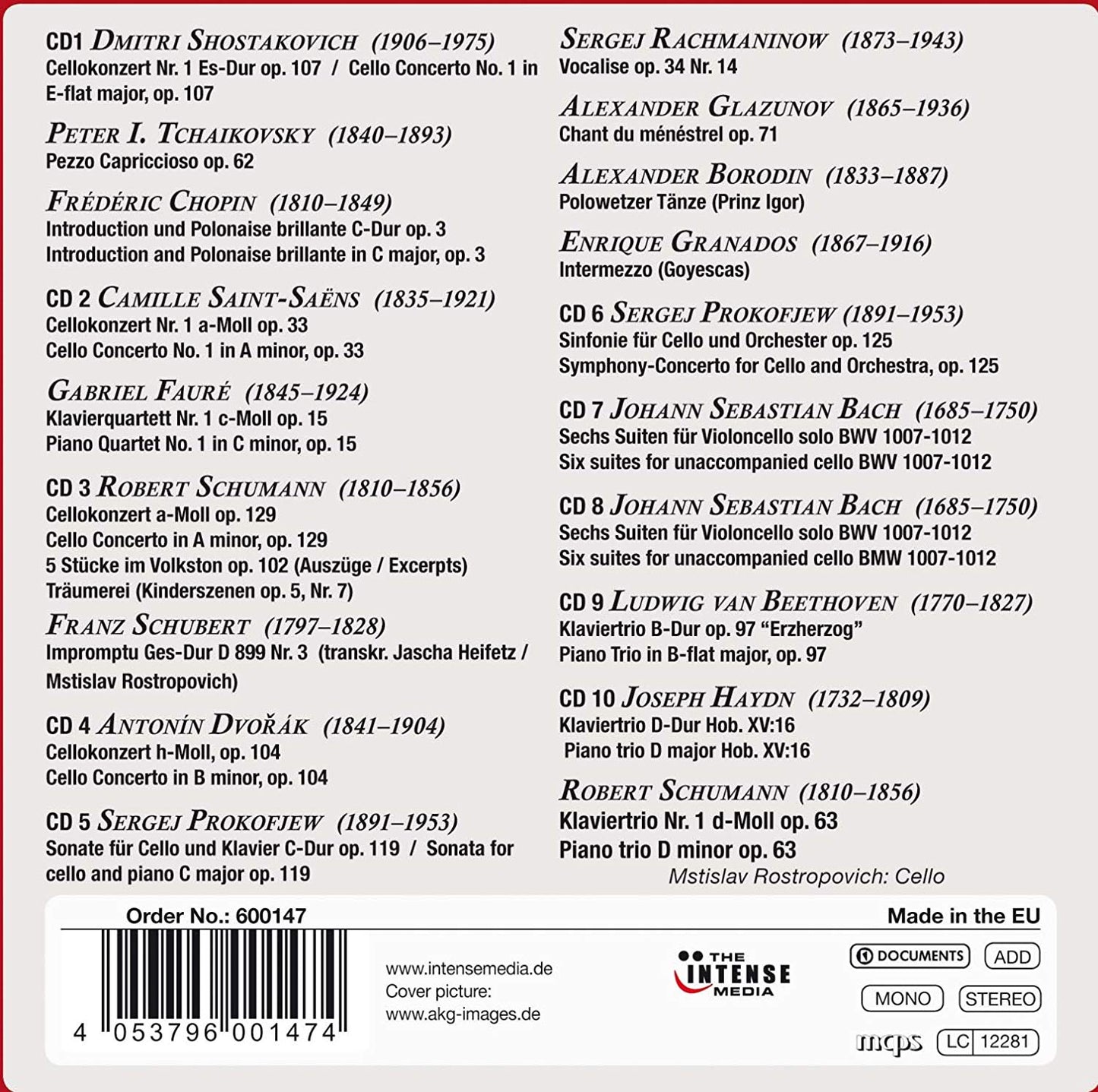 MSTISLAV ROSTROPOVICH: LEGENDARY RECORDINGS (10 CDS)