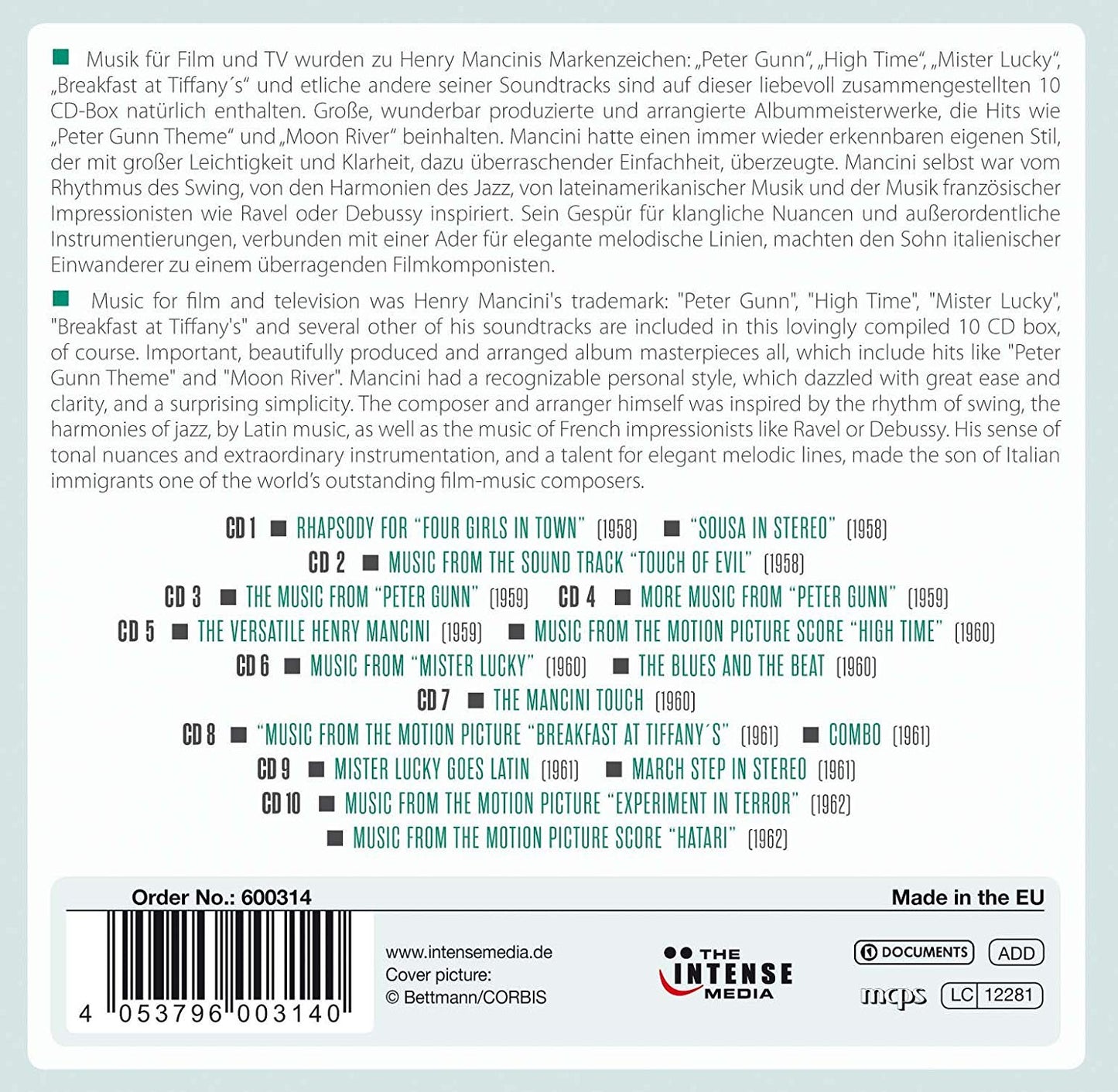 HENRY MANCINI: MILESTONES OF A LEGEND (10 CDS)