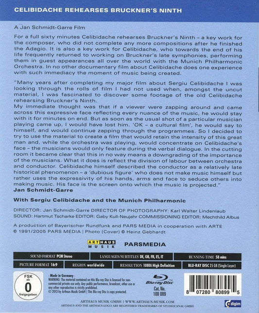 CELIBIDACHE REHEARSES BRUCKNER'S 9TH - MUNICH PHILHARMONIC (BLU-RAY)