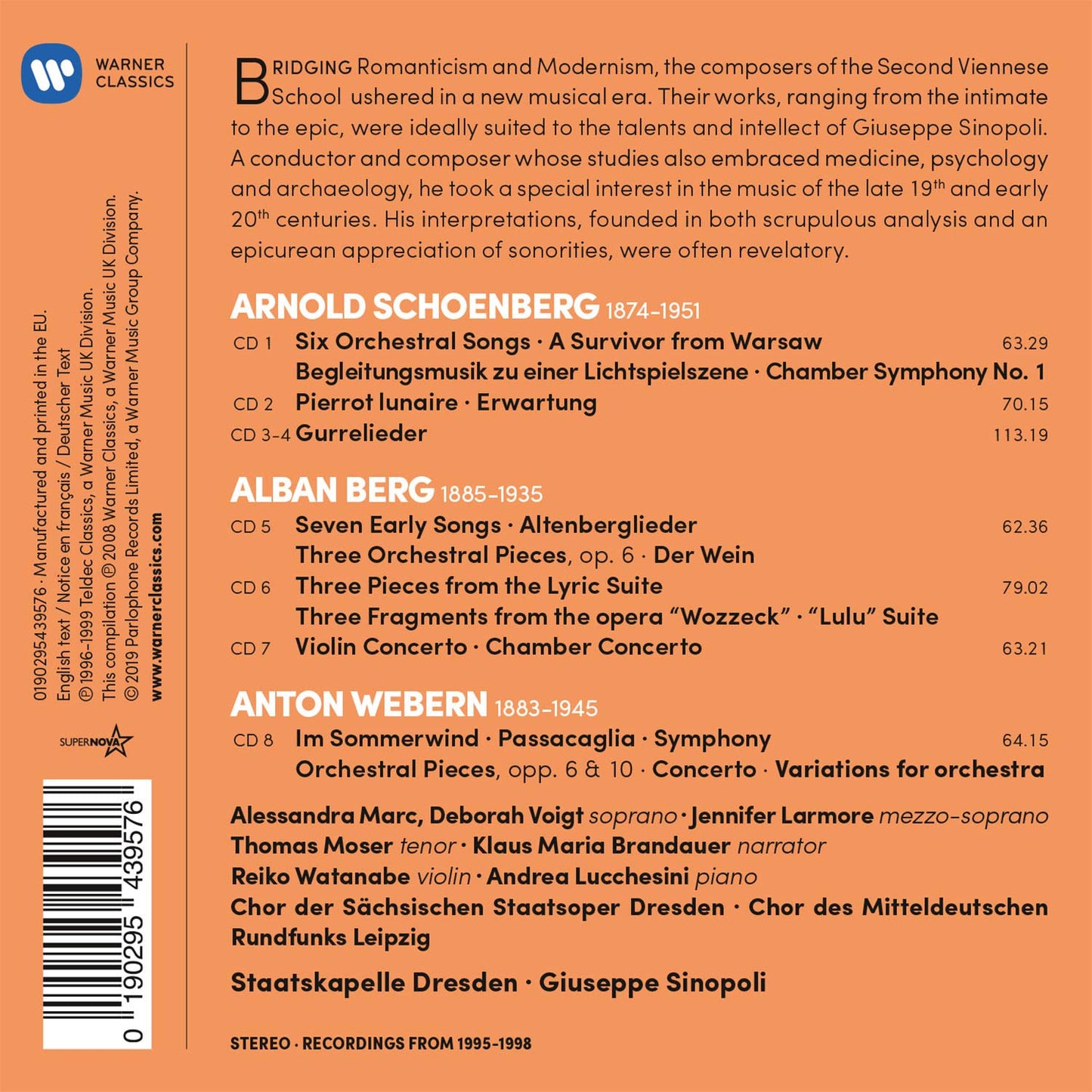 SCHOENBERG, BERG, WEBERN - STAATSKAPELLE DRESDEN, GIUSEPPE SINOPOLI (8 CD)