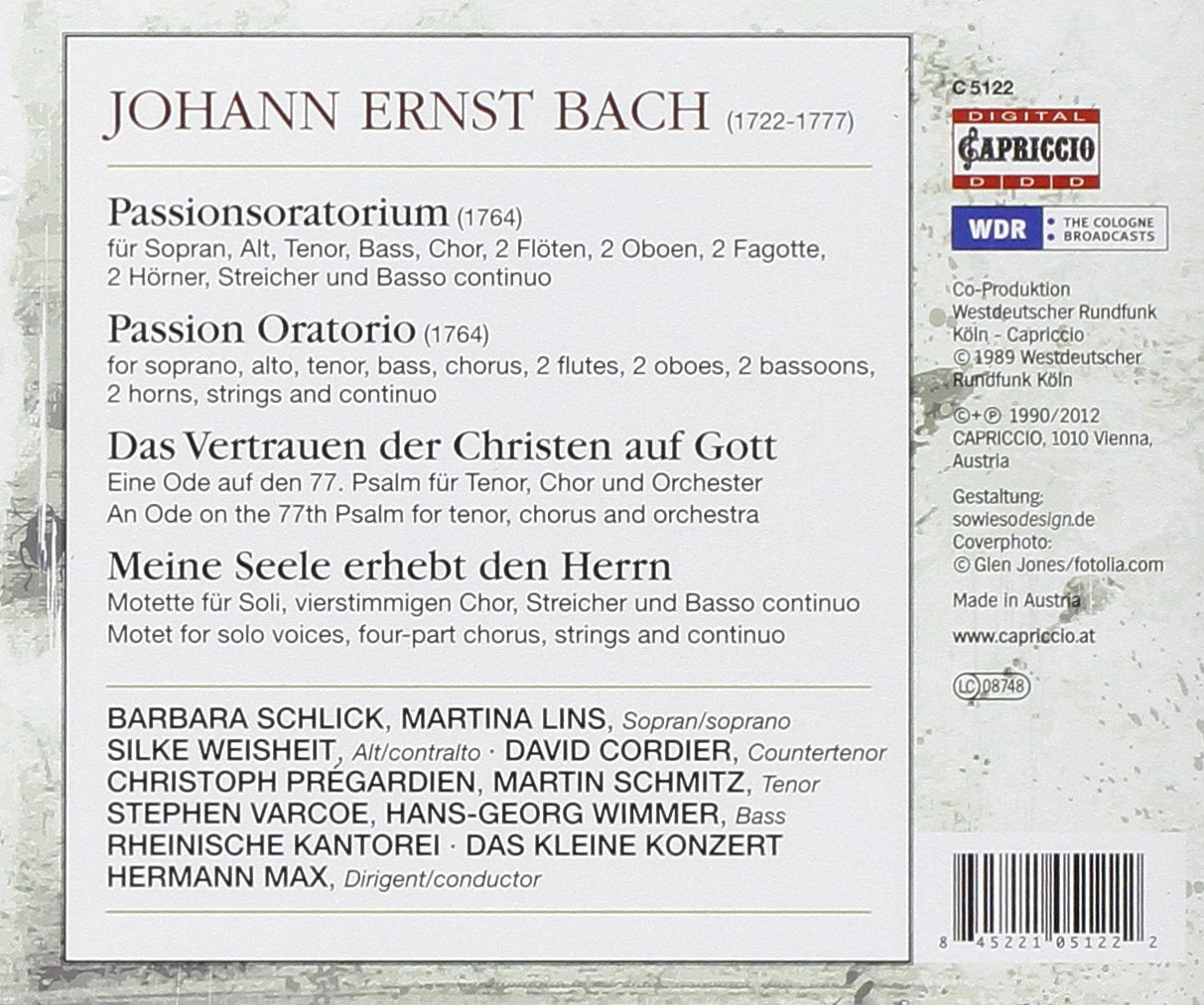 Bach, J.E.: Passionsoratorium: Schlick, Pregardien, Rheinsiche Kantorei, Kleine Konz (2 CDS)