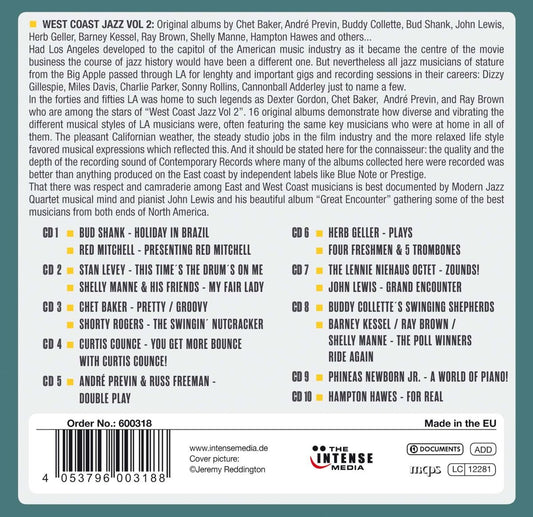 WEST COAST JAZZ, VOL. 2: Chet Baker, Shelly Manne , Buddy Collette, Hampton Hawes, Bud Shank (10 CDs)