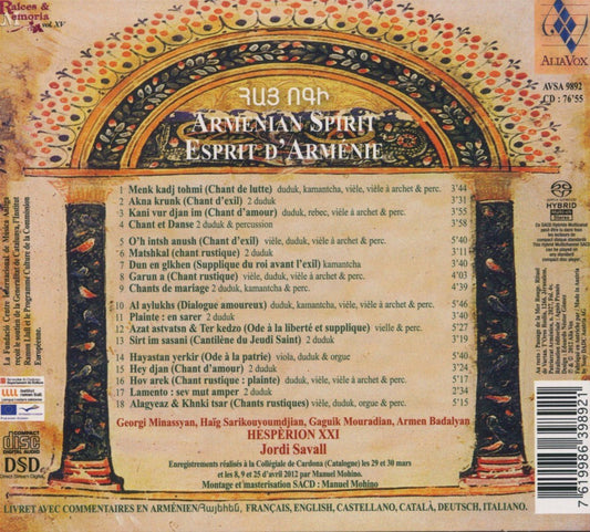 ARMENIAN SPIRIT: HESPERION XXI (HYBRID SACD)