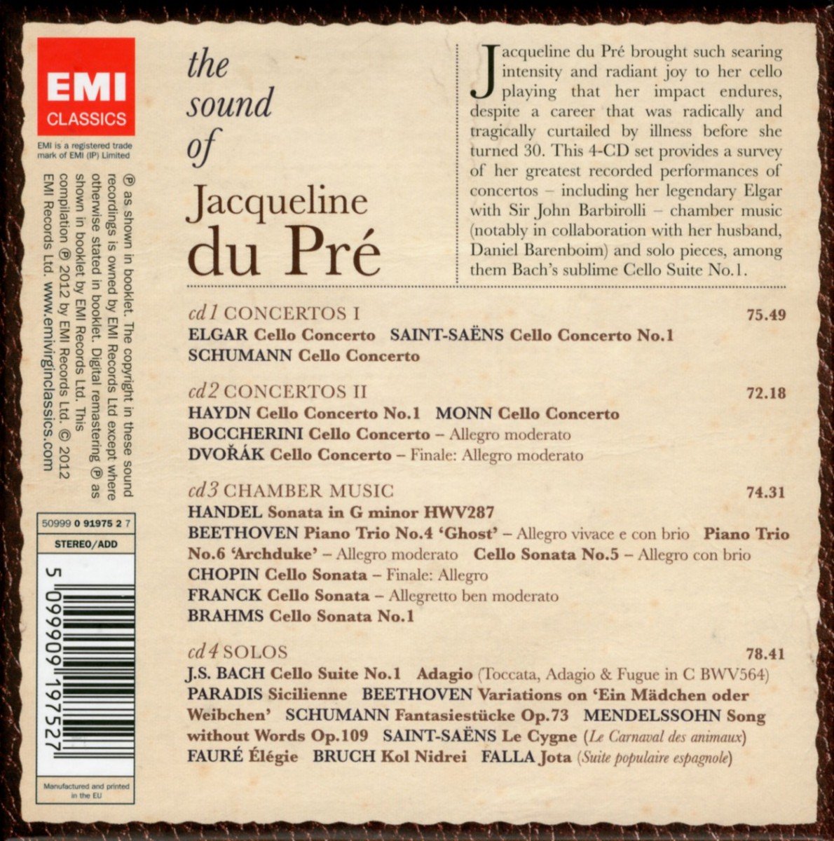 SOUND OF JACQUELINE DU PRE (4 CDS)