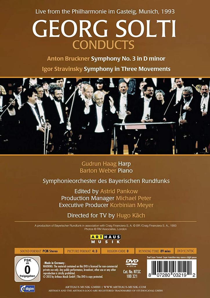 SOLTI CONDUCTS BRUCKNER AND STRAVINSKY - SYMPHONIE ORCHESTER DES BAYERISCHEN RUNDFUNKS
