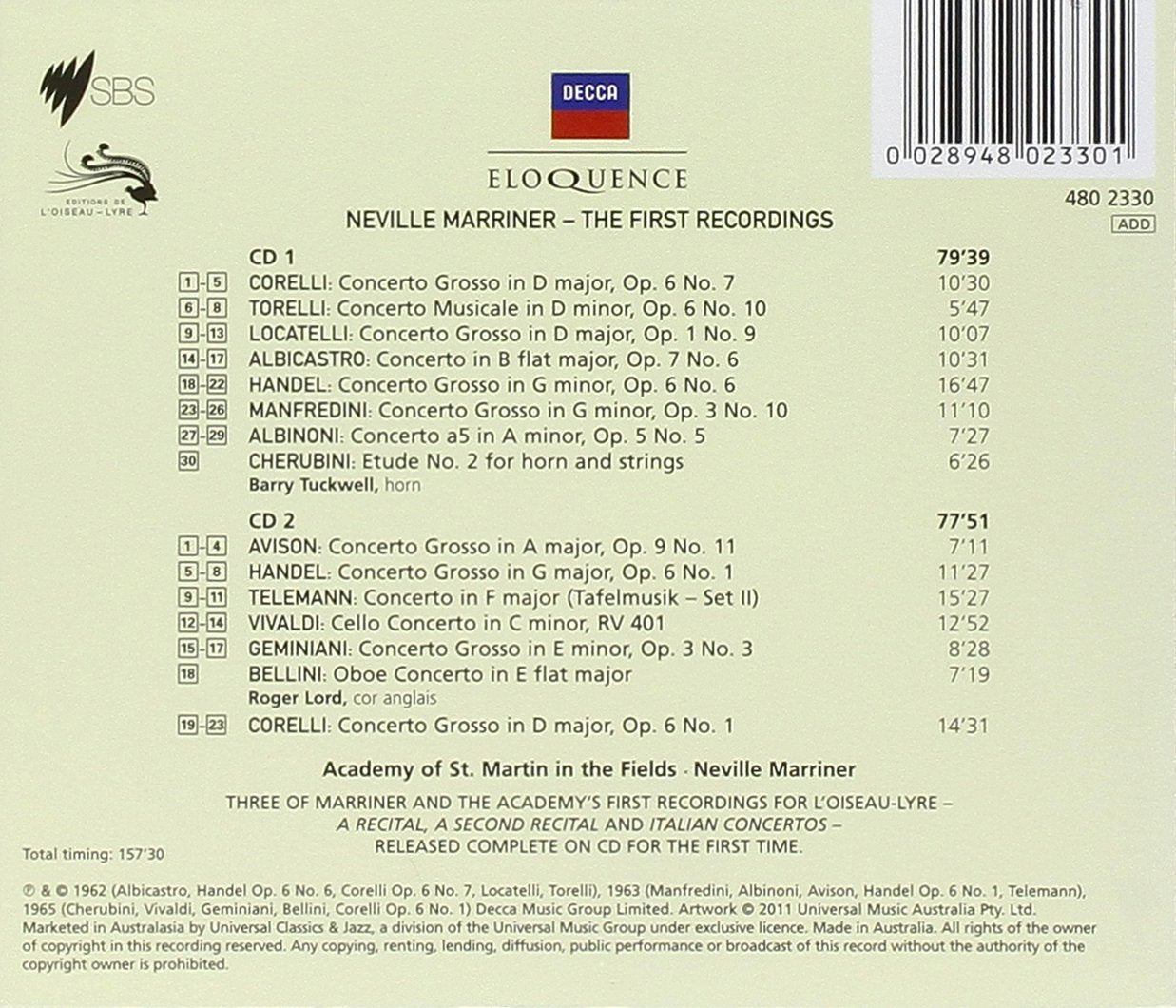 Neville Marriner: The First Recordings - Academy of St. Martin in the Fields (2 CDs)