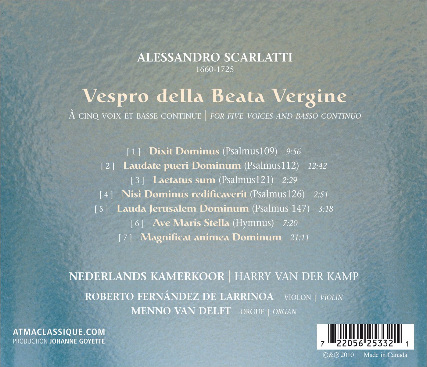 SCARLATTI: Vespro Della Beata Vergine - de Larrinoa; van Delft; Nederlands Kammerchor