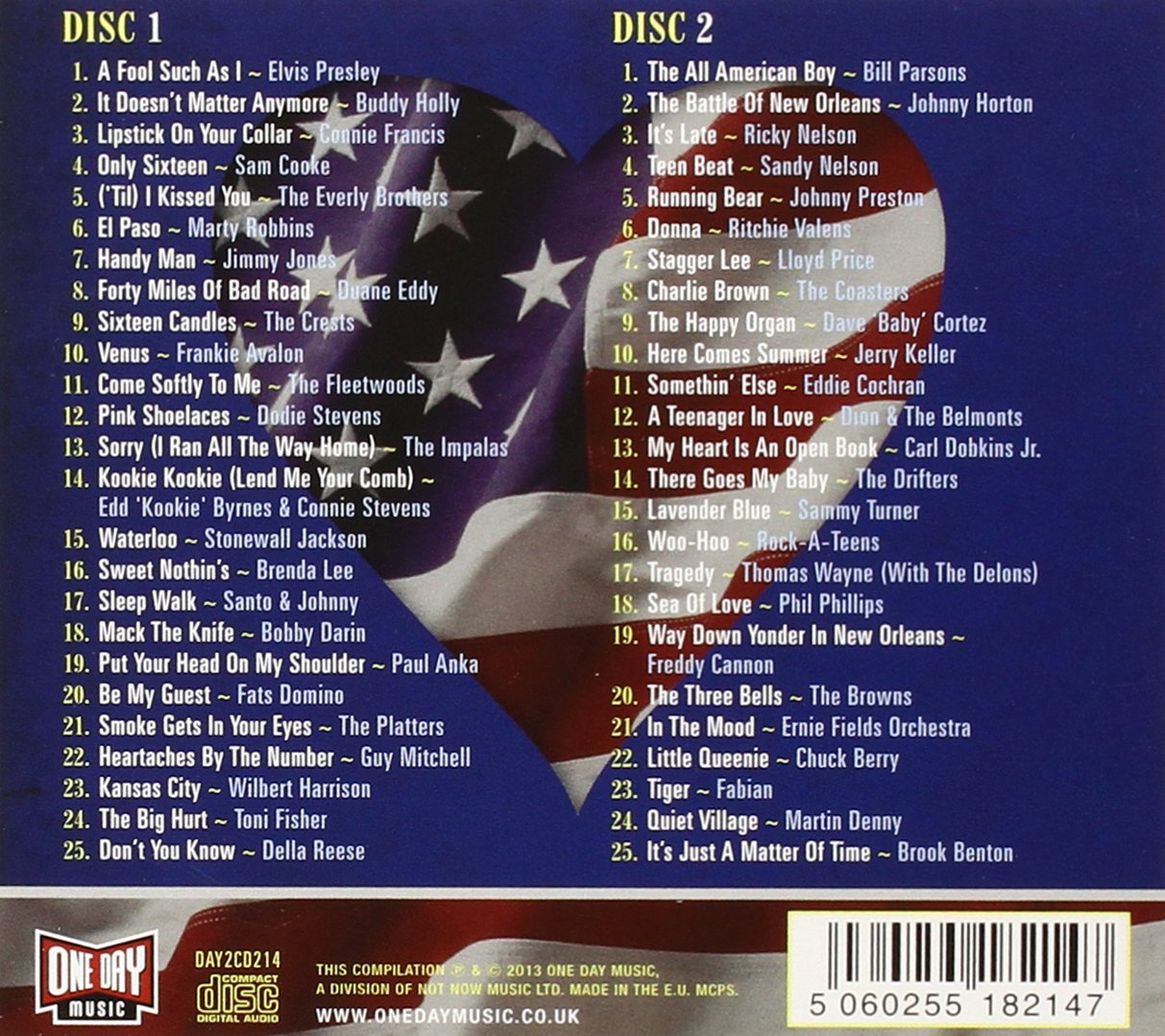 AMERICAN HEARTBEAT 1959: Buddy Holly, Connie Francis, Platters, Crests, Impalas, Fats Domino and More (2 CDs)