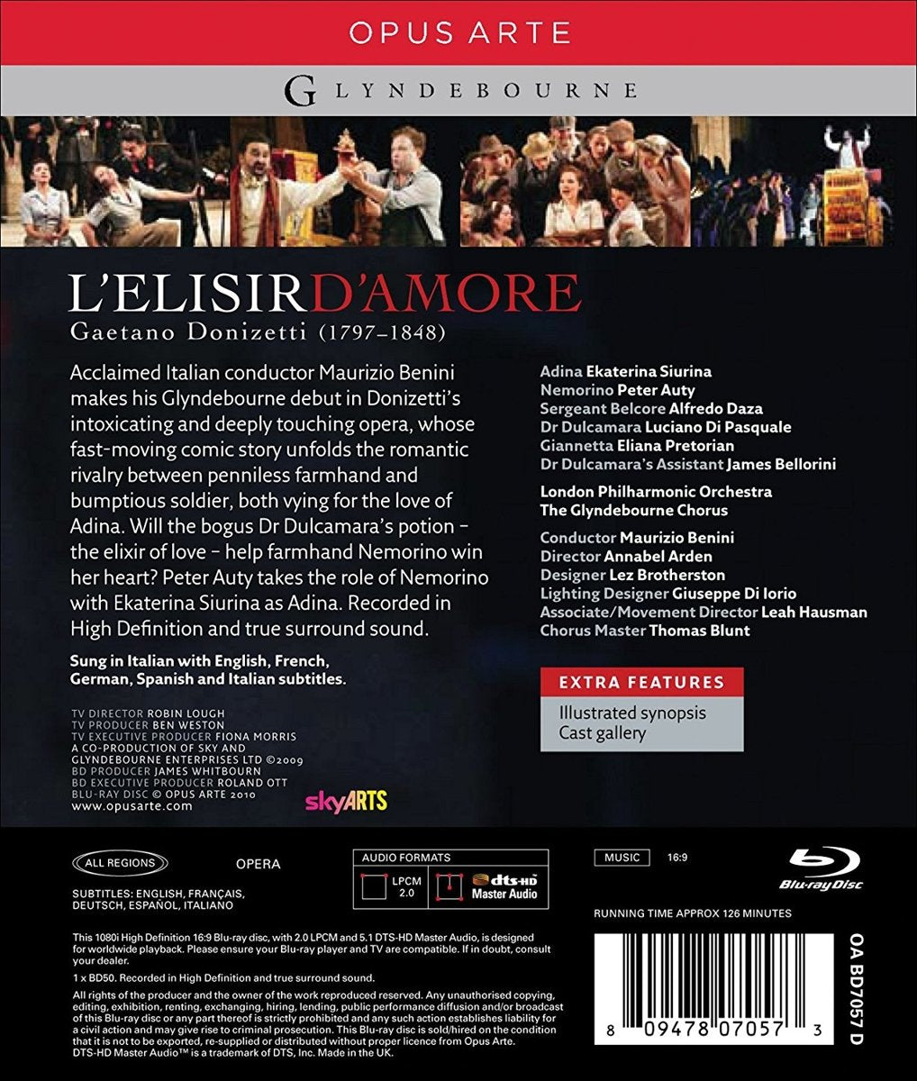 DONIZETTI: L'Elisir d'Amore - Glyndebourne Chorus, London Philharmonic, Siurina, Auty (BluRay)