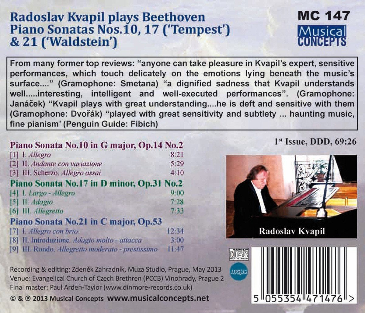 BEETHOVEN: PIANO SONATAS NOS. 10, 17 & 21 - KVAPIL