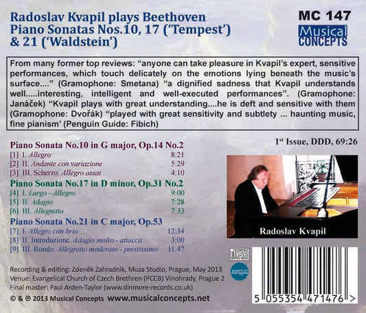 BEETHOVEN: PIANO SONATAS NOS. 10, 17 & 21 - KVAPIL