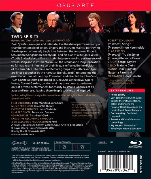 SCHUMANN, Robert & Clara: Twin Spirits - Derek Jacobi, Simon Keenlyside, Rebecca Evans, Sting, Trudy Styler (DVD)