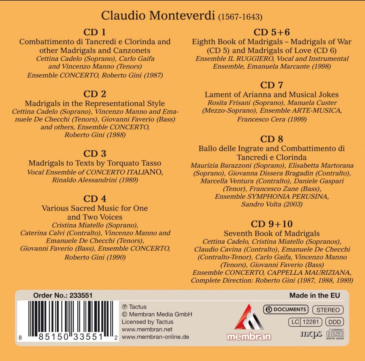 MONTEVERDI: THE INNOVATOR (10 CDS)