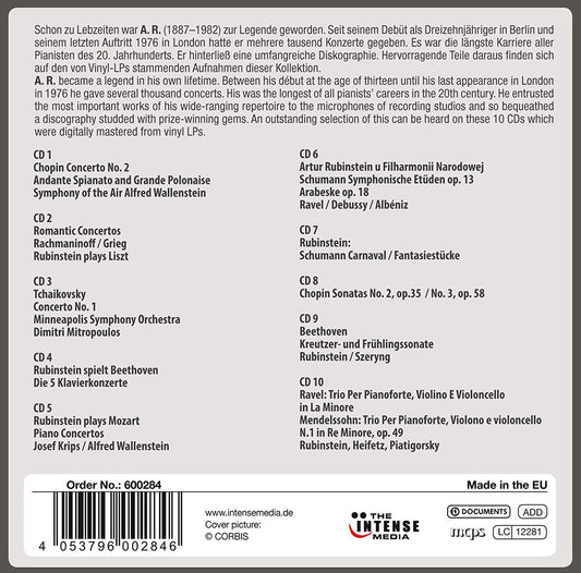 ARTHUR RUBINSTEIN: MILESTONES OF THE PIANIST OF THE CENTURY (10 CDS)