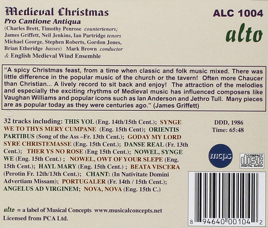 A MEDIEVAL CHRISTMAS - PRO CANTIONE ANTIQUA