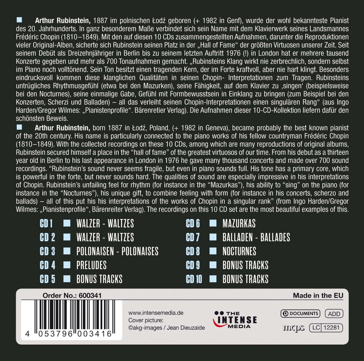 ARTHUR RUBINSTEIN: MY CHOPIN FAVORITES (10 CDS)