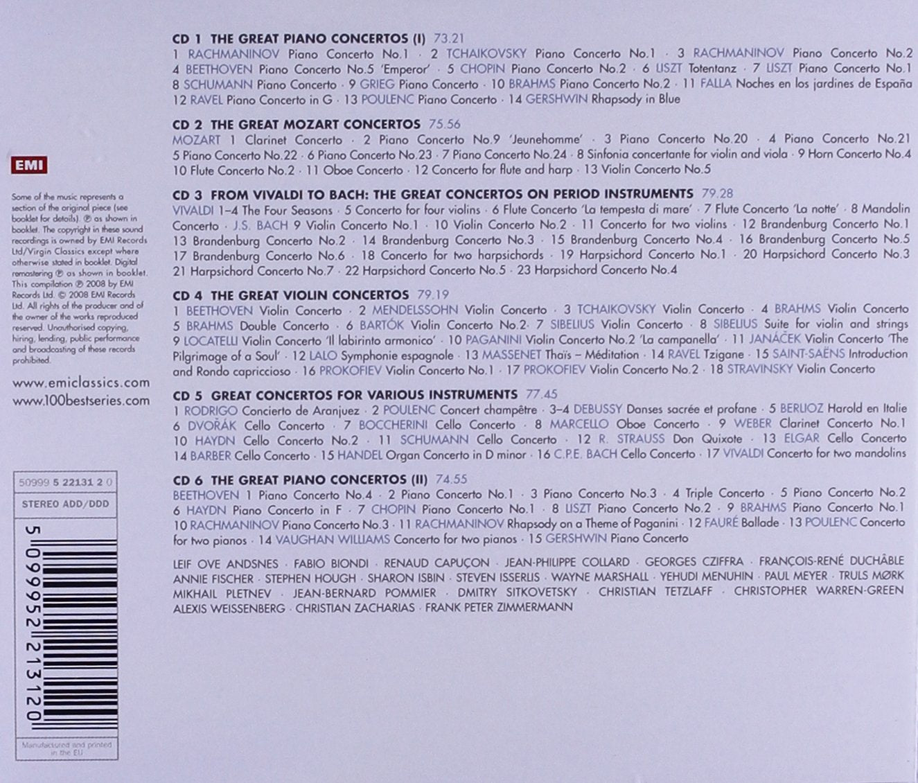 100 BEST CONCERTOS (6 CDS)