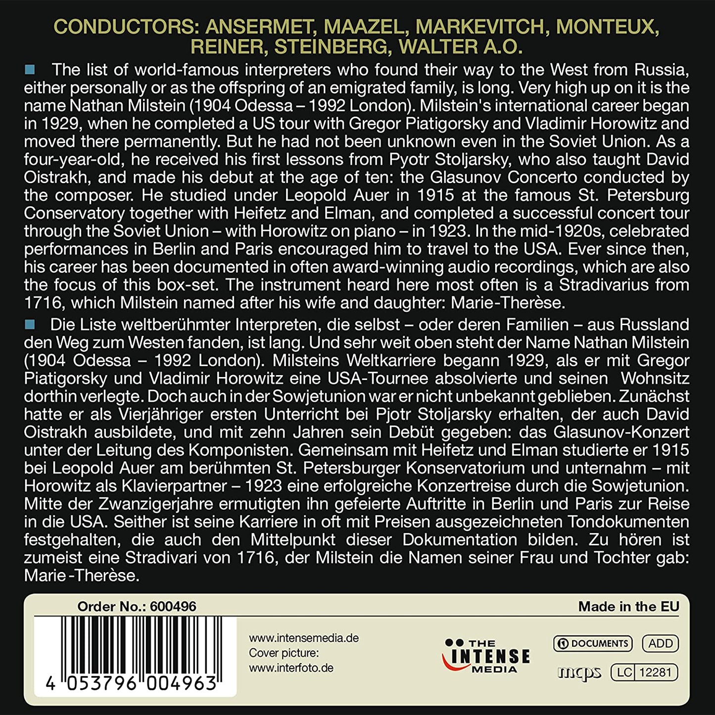 NATHAN MILSTEIN - Milestones of a Legend (10 CDs)