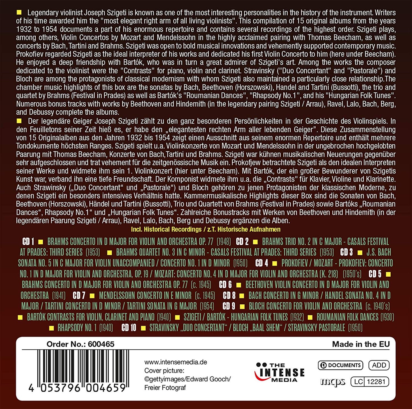 JOSEPH SZIGETI: MILESTONES OF A LEGEND (10 CDS)