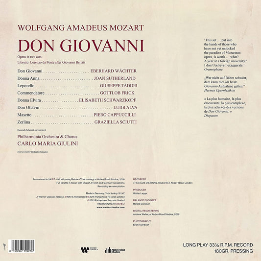 MOZART: DON GIOVANNI - CARLO MARIA GIULINI, ELISABETH SCHWARZKOPF, JOAN SUTHERLAND (4 LPS)