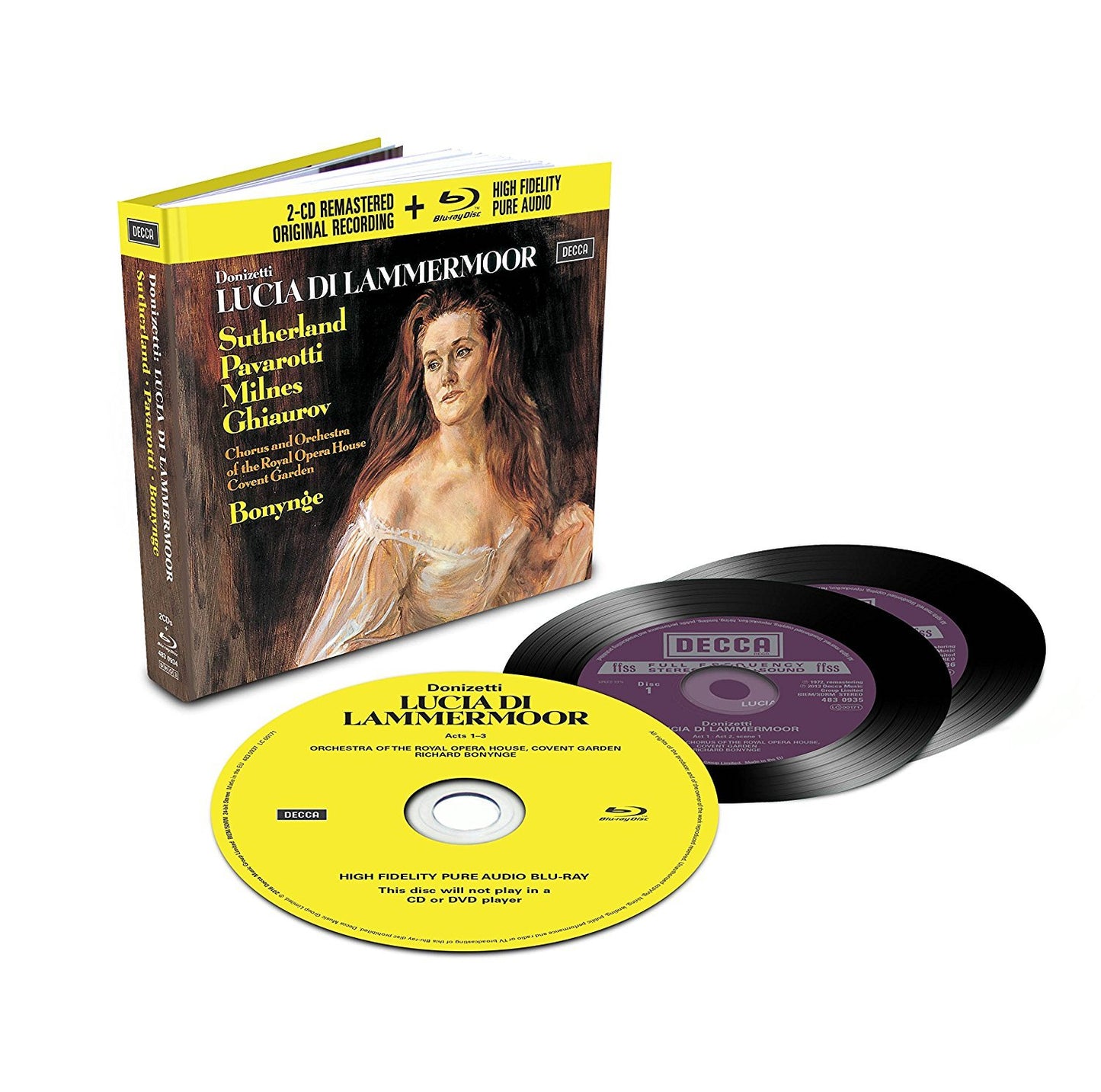 DONIZETTI: LUCIA DI LAMMERMOOR - PAVAROTTI; SUTHERLAND; MILNES (3 CDS+ 1 BLU RAY AUDIO)