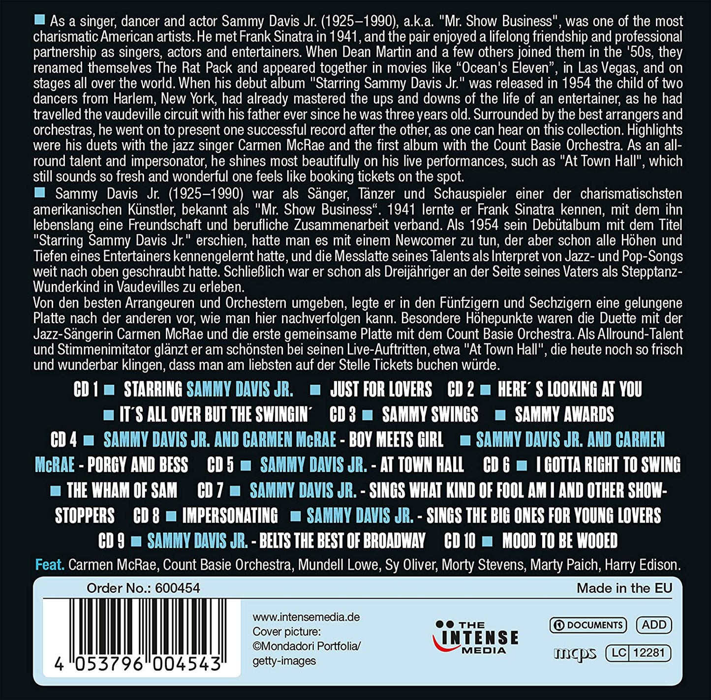 SAMMY DAVIS, JR: MILESTONES OF A LEGEND (10 CDS)