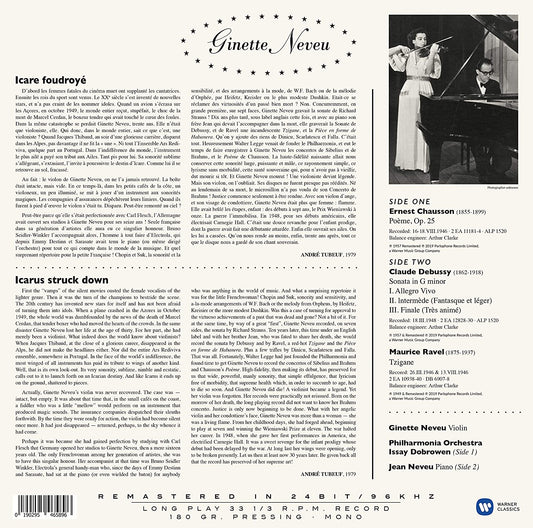 DEBUSSY, CHAUSSON & RAVEL: GINETTE NEVEU (LP)