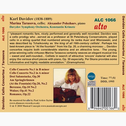 DAVIDOV: CELLO CONCERTOS - TARASOVA, DAVIDOV SYMPHONY ORCHESTRA