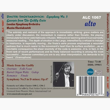 SHOSTAKOVICH: SYMPHONY NO. 5; GADFLY SUITE - LONDON SYMPHONY ORCHESTRA, M. SHOSTAKOVICH