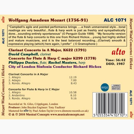 MOZART: CONCERTOS FOR CLARINET & FLUTE & HARP - HICKOX, SINFONIA OF LONDON