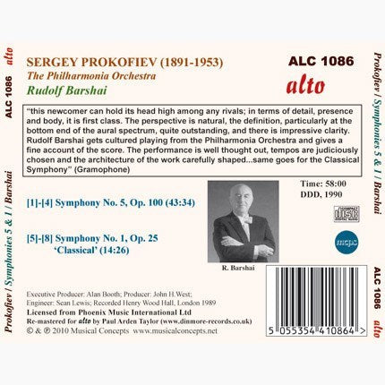 PROKOFIEV: SYMPHONIES 5 & 1 - BARSHAI, PHILHARMONIA ORCHESTRA