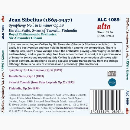 SIBELIUS: SYMPHONY No. 1; FINLANDIA; TUONELA; KARELIA SUITE - ROYAL PHILHARMONIC, ALEXANDER GIBSON