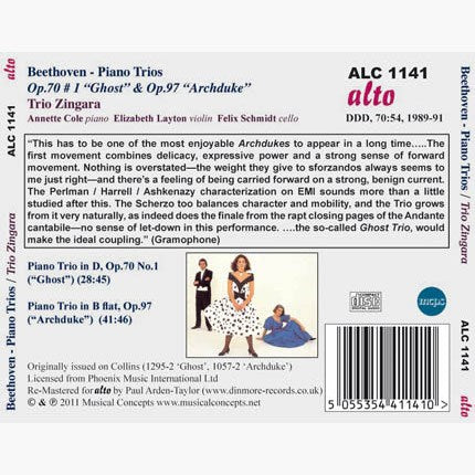 BEETHOVEN: PIANO TRIOS OP 71/1 (GHOST) & OP 97 (ARCHDUKE) - TRIO ZINGARA