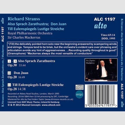 STRAUSS, R: TONE POEMS (ALSO SPRACH ZARATHUSTRA, DON JUAN, TILL EULENSPIEGEL) - MACKERRAS, ROYAL PHILHARMONIC
