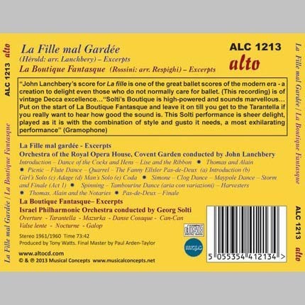 ROSSINI: LA FILLE MAL GARDEE; ARR. RESPIGHI: LA BOUTIQUE FANTASQUE - LANCHBERY, SOLTI