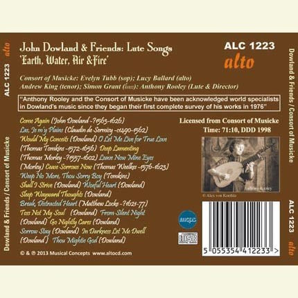 JOHN DOWLAND & FRIENDS - LUTE SONGS - CONSORT OF MUSICKE
