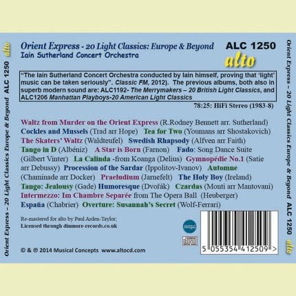 ORIENT EXPRESS-20 LIGHT CLASSICS: EUROPE AND BEYOND - IAIN SUTHERLAND CONCERT ORCHESTRA