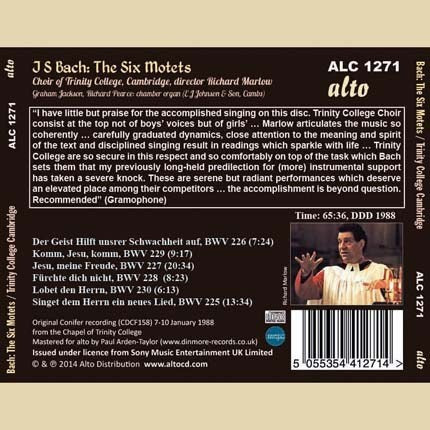 BACH, J.S.: SIX MOTETS BWV 225-230 - CHOIR OF TRINITY COLLEGE, CAMBRIDGE, MARLOW